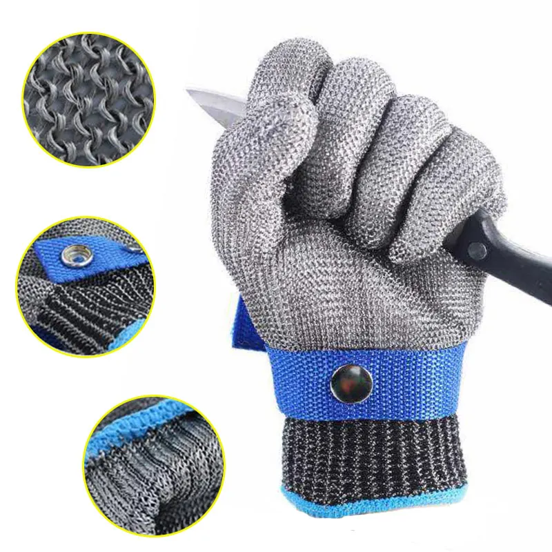 NMShield 100% High Quality ANSI A5 Cut Resistant Gloves Safety Stainless Steel Metal Wire Mesh Metal Butcher Gloves