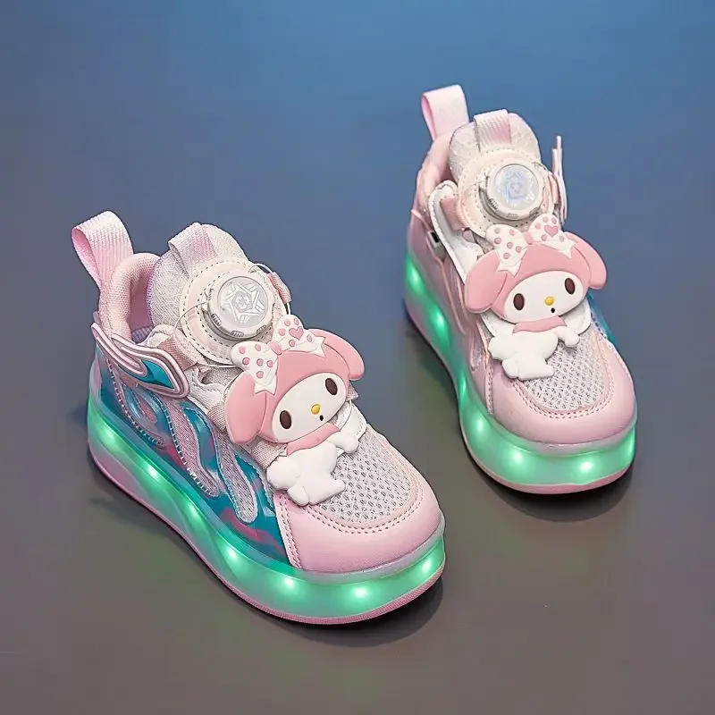 2025NEW Fashionable Cartoon Creative Luminous Four-Wheel Runaway Pulley Mesh Skates   kids sneakers