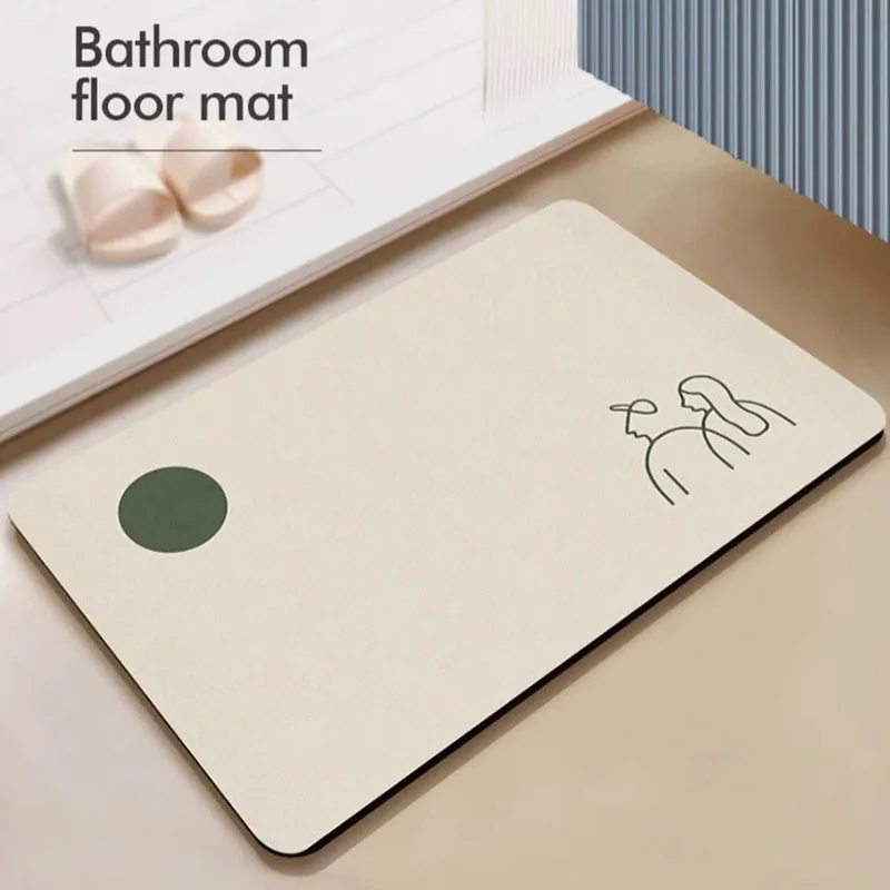Cartoon Stick Figure Diatom Mud Bathroom Mat Simple Quick-Drying Non-Slip Absorbent Pads High-End Rectangular Soft Foot Pad
