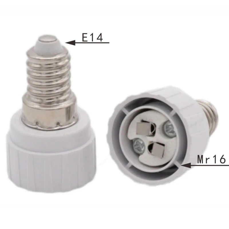 2PCS E14 to MR16 Ceramic Base Led Light Lamp Holder Converter Screw Bulb Socket Adapter LED Saving Light Halogen Lamp Base PBT