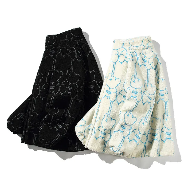 سترة قطنية أنيقة من فرو الخروف بتصميم عصري فضفاض على الطراز الهونغ كونغي والأمريكي للشتاء دافئة وسميكة بأكمام طويلة