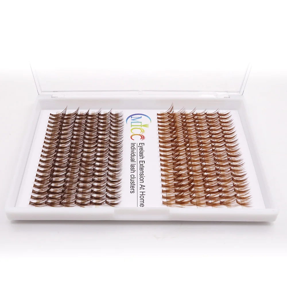 30D Mix Brown Lash Cluster Kit Gemischte Länge Flauschiges individuelles Wimpernverlängerungsset DIY 240-teiliges Wimpernverlängerungsset Naturbraun – Detail 6