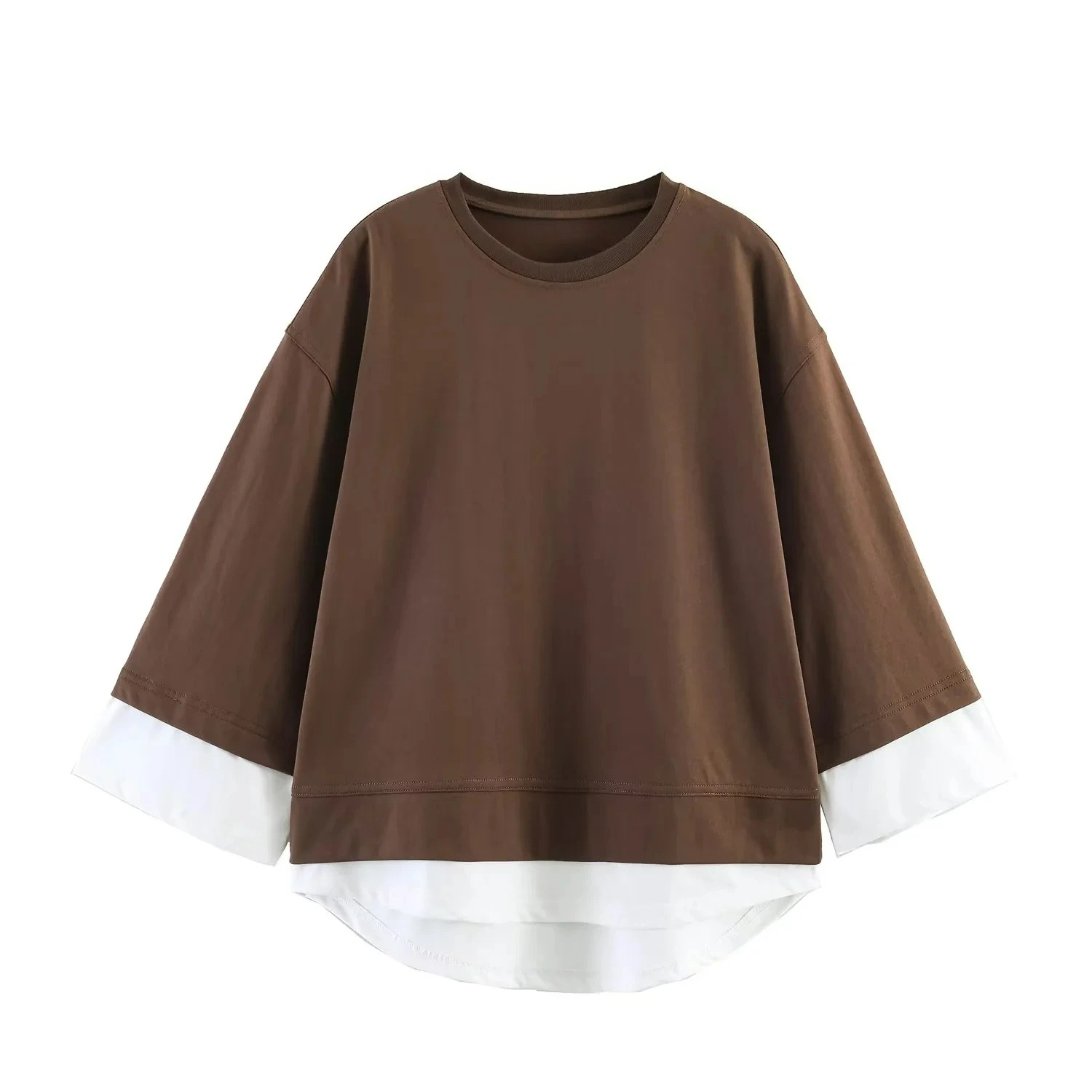 KONDALA Damen Freizeit-Hosen-Set Patchwork T-Shirt Elastische Taille Taschen-Hose Neue Mode 2026 Frühling Sommer Sportliches Urlaubs-Set – Detail 5