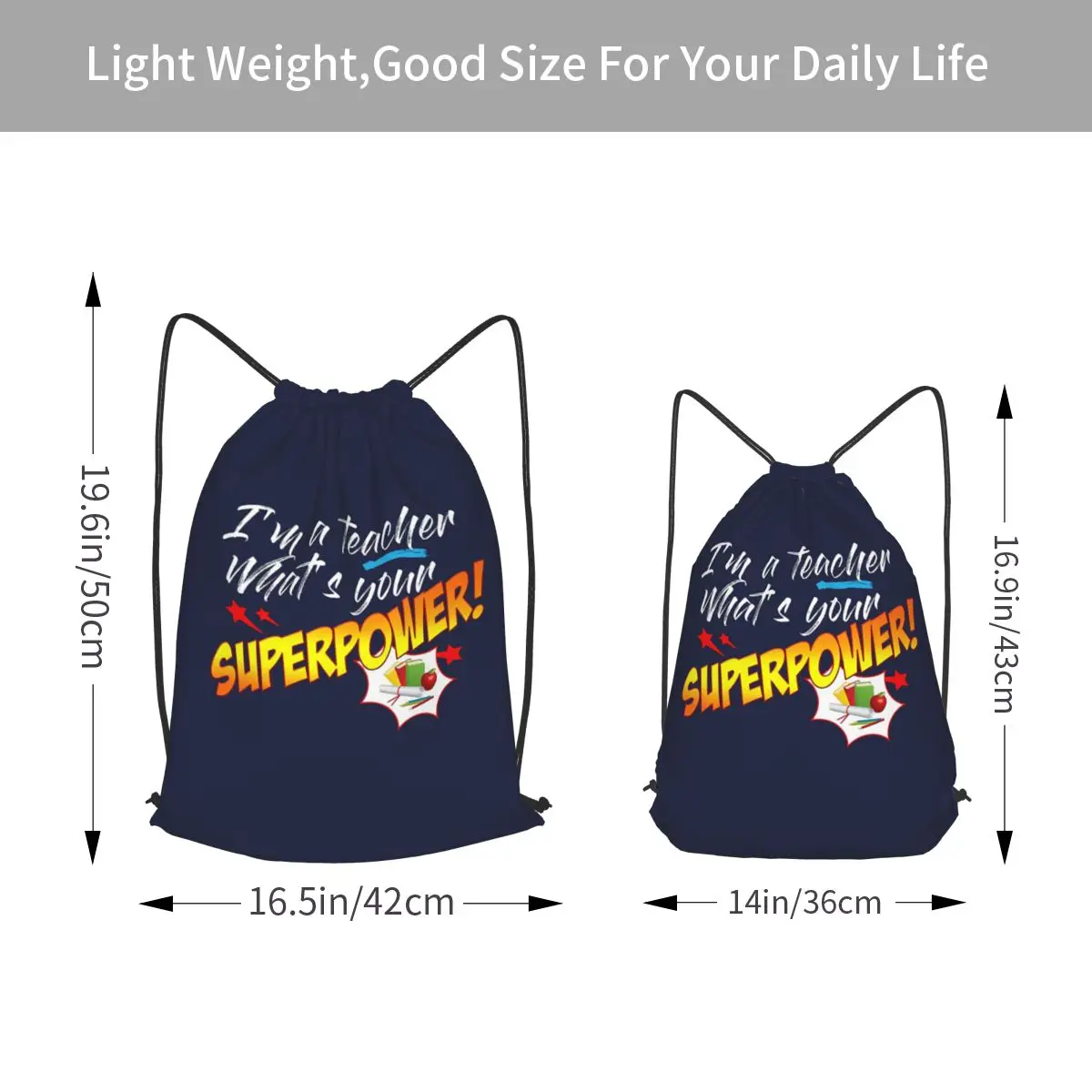 I'm A Teacher. What's Your Superpower Backpacks Multi-function Drawstring Bags Sports Bag Book Bags for Man Woman Students