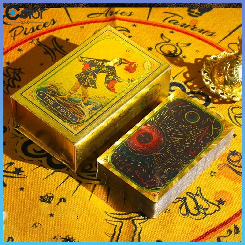 

Authentic Classic Smiths Century Great Beginner Tarot Playing Cards Pvc West Gold Foil Waterproof Collectible Game Cards