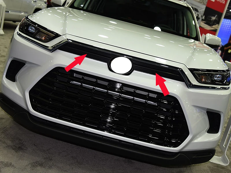 لتويوتا جراند هايلاندر 2024 2025 2026 ABS كروم الجبهة مصبغة لهجة التستر شبكة تقليم صب التصميم الحافة مقبلات