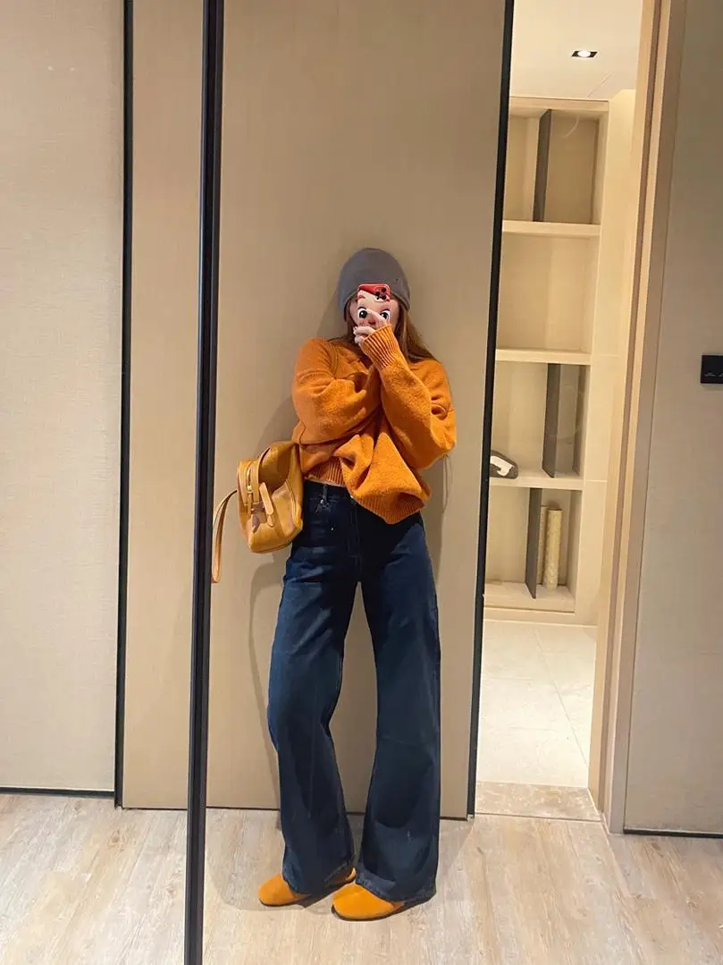 

KOGIRL Зимние новые джинсы с высокой талией и прямыми штанинами, синие, женские, повседневные, с эффектом удлинения, утягивающие, темно-синие джинсовые брюки