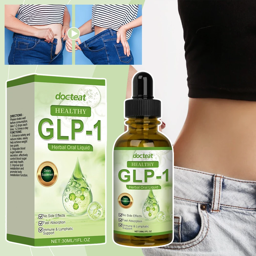 GLP-1-Ergänzung Flüssigkeit Tropfen Gewichtsverlust Anti-Cellulite Förderung der Oberschenkel Taille Bauchfettreduktion Slim Down Body Slimming Oil
