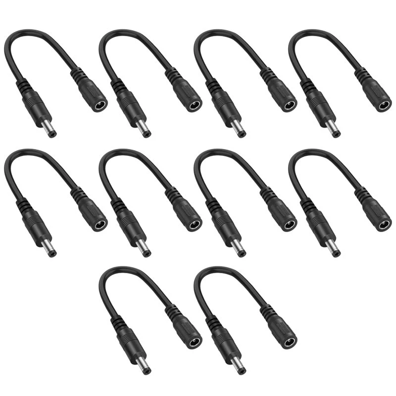 B29C-10Pcs 5.5Mm X 2.1Mm 18 AWG DC Connector, Male To Female 1.6FT Power Extension Cable For Devices