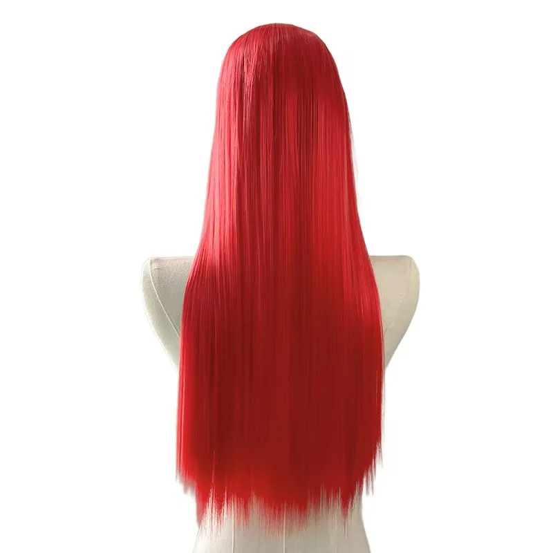 Red Parted Long Straight Hair Synthetic Wig for Christmas Scare Night. Sally. Cos-Wig. Female Cosplay. Anime Wig.