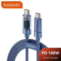 Toocki Type C to USB C Cable for Xiaomi POCO Transparent Digital Display PD100W/60W Fast Charging USB C Data Cable for Samsung