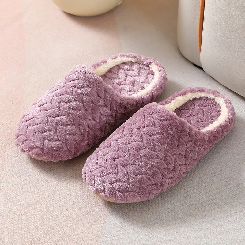 Women Indoor Slippers Warm Plush Lovers Home Slipper Anti Slip Autumn Winter Shoes Woman House Floor Soft Slient Slides SH072701