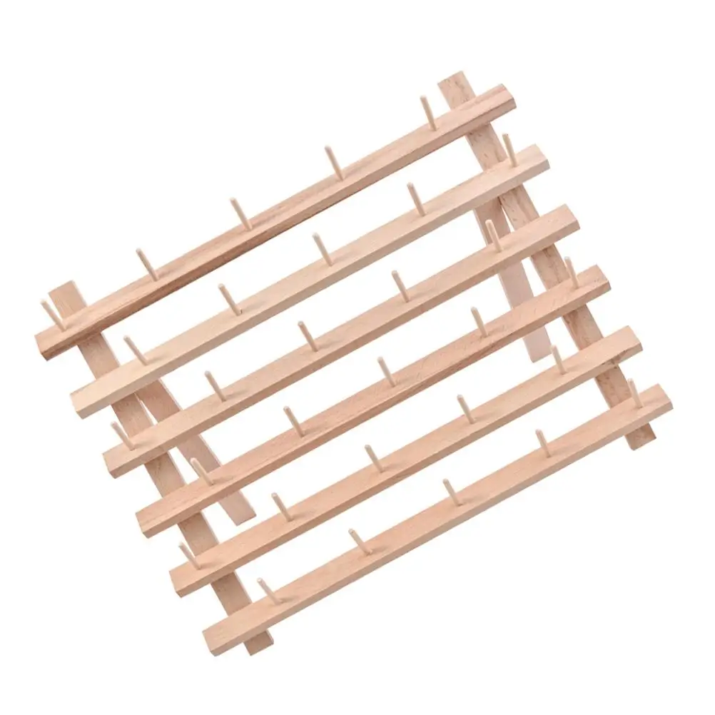 

30-катушка, подставка для ниток, подставка из твердой древесины, органайзер для хранения швейных изделий, складные ножки, настенный держатель для катушек для вышивки и квилтинга