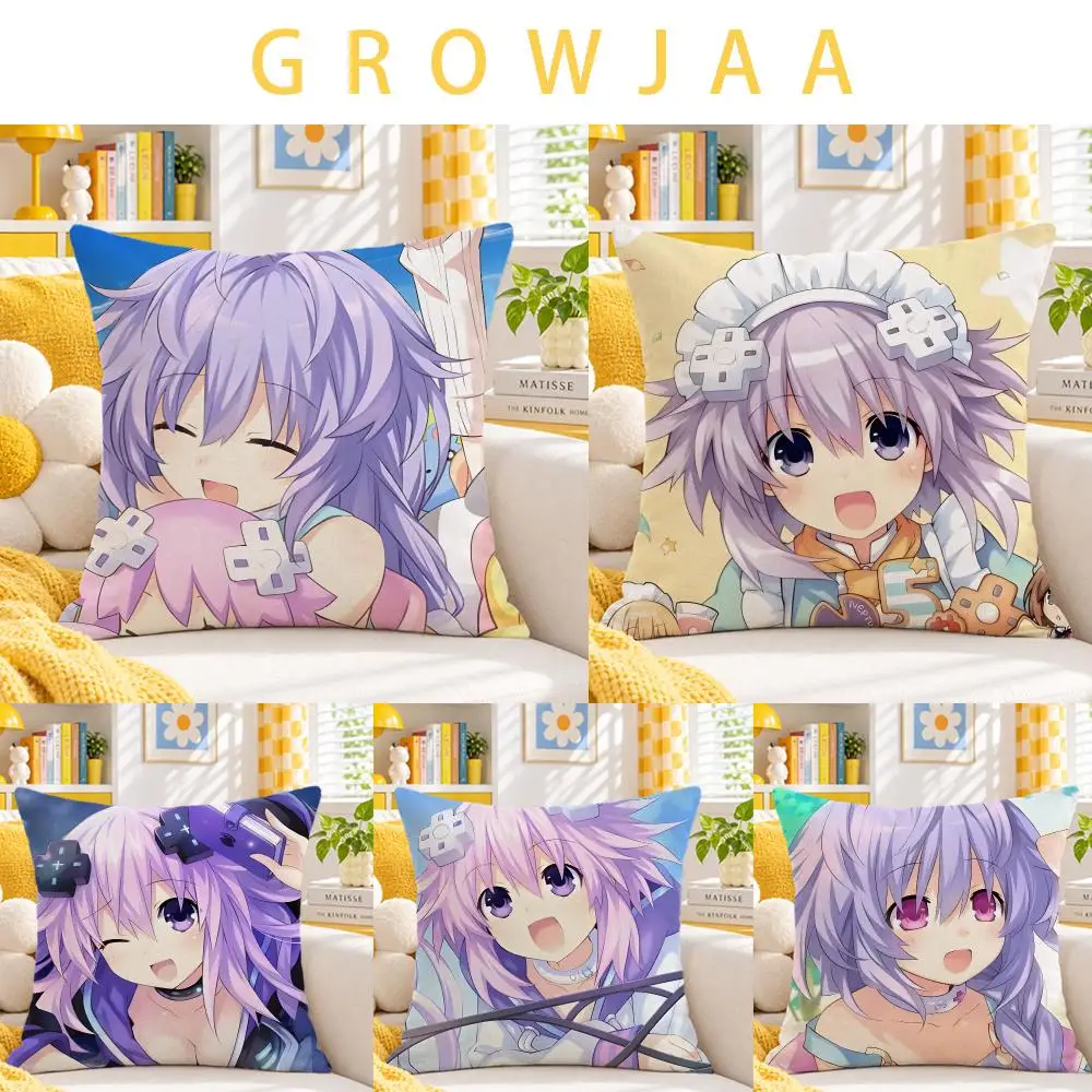 game Hyperdimension Neptunia Cushion Cover Throw Pillow Short Plush Fresh Bright Cushion for Bedroom Sofa Ornament Present Gift