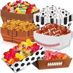 6-36pcs Sports Themed Party Soccer Rugby Football Baseball Basketball Birthday Disposable Paper Food Boat Snack Tray Baby Shower