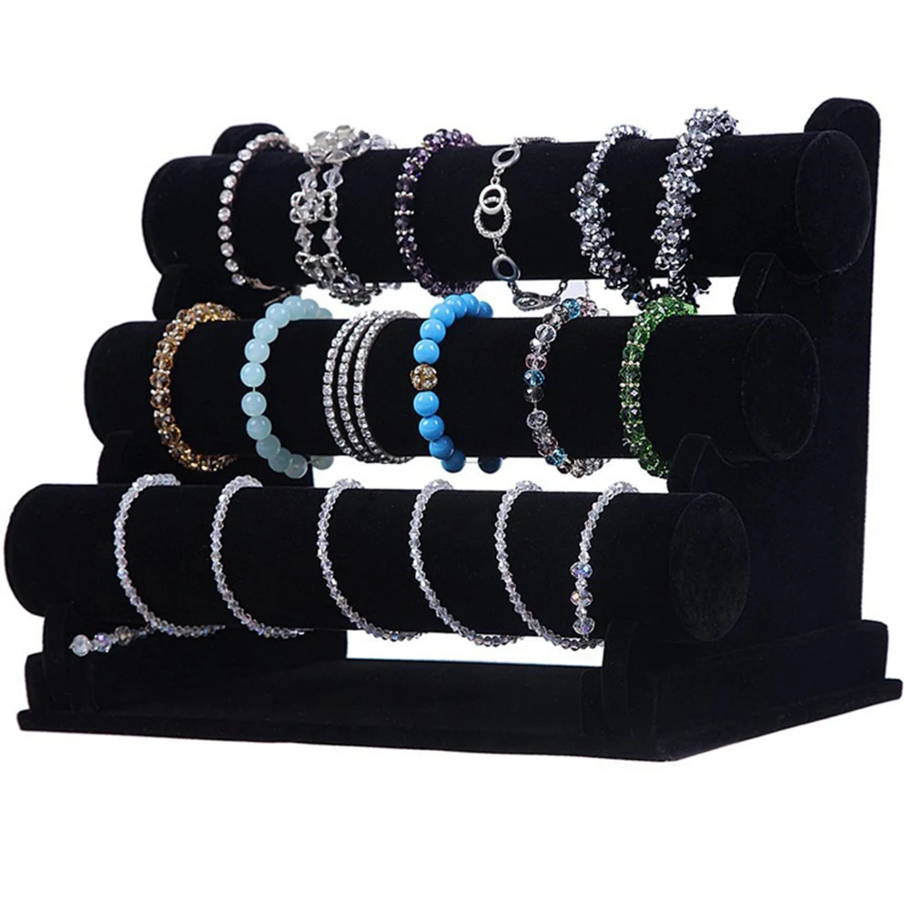 Bracelet Holder with 3-Tier Shelf Jewelry Storage Rack Bracelet Display Stand Organizer for Watches Bracelets Scrunchie