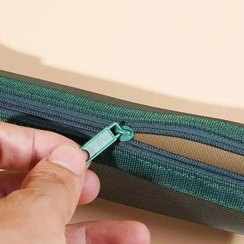 5pcs Vintage Solid Color Mesh Pencil Case Portable Stationery Storage Pouch School Stationery Supplies Student Gifts