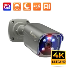 Techage-cámara IP de seguridad Bullet de 8MP, sistema de videovigilancia ONVIF, detección de movimiento, alerta por correo electrónico, Audio bidireccional, PoE, XMeye