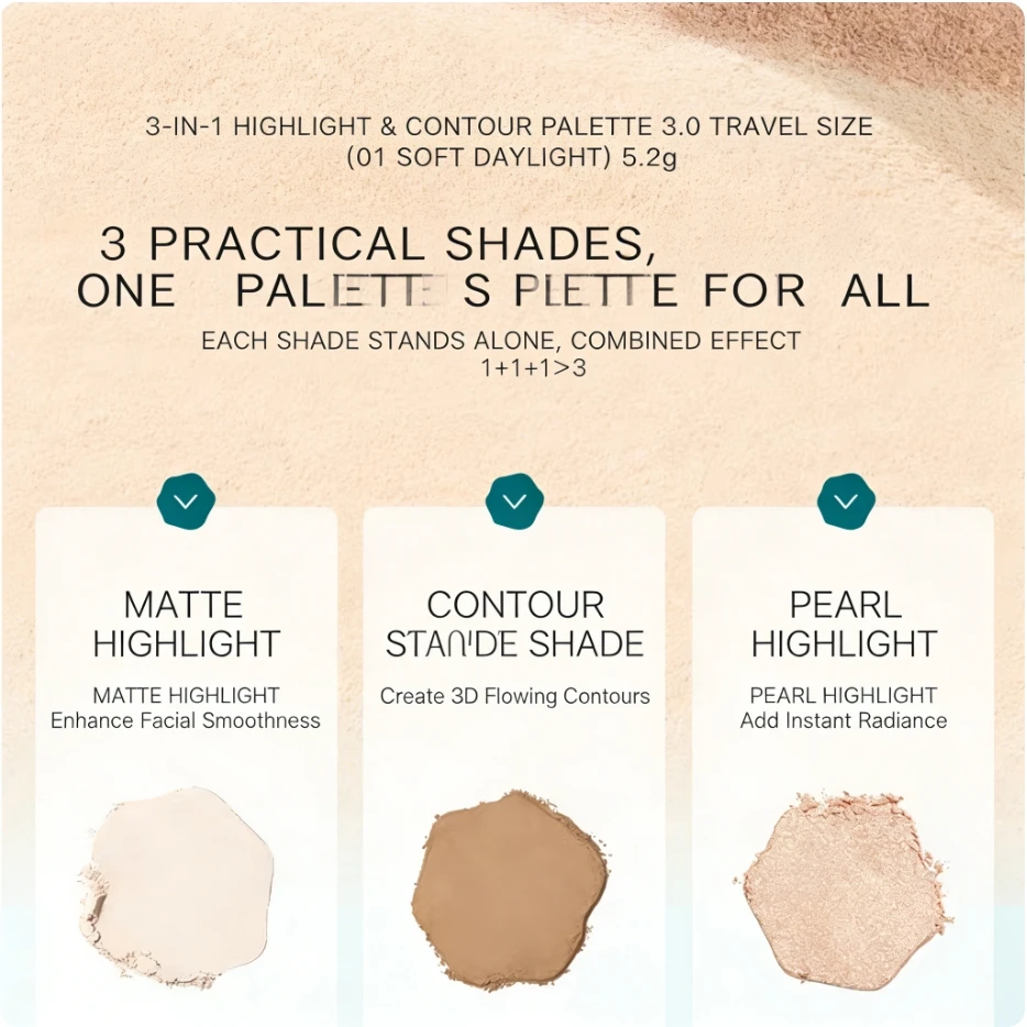 TIMAGE Travel Size Master Matte Highlighter Powder Palette Mini 6g High Gloss Repairing Palette