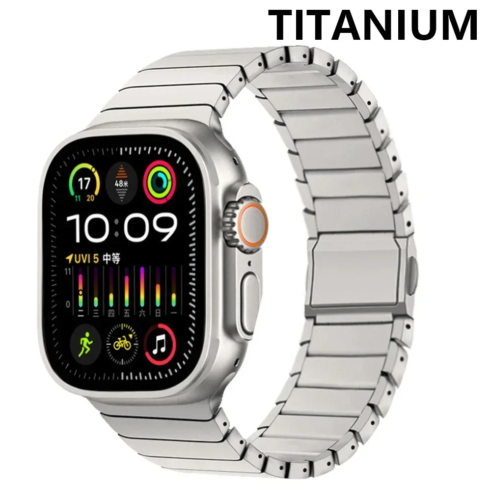 Luxury Titanium Strap for Apple Watch Ultra 1/2 49mm Magnetic Men Link Bracelet for Iwatch Series 10 9 8 7 6 5 Se 46mm 45mm 44mm