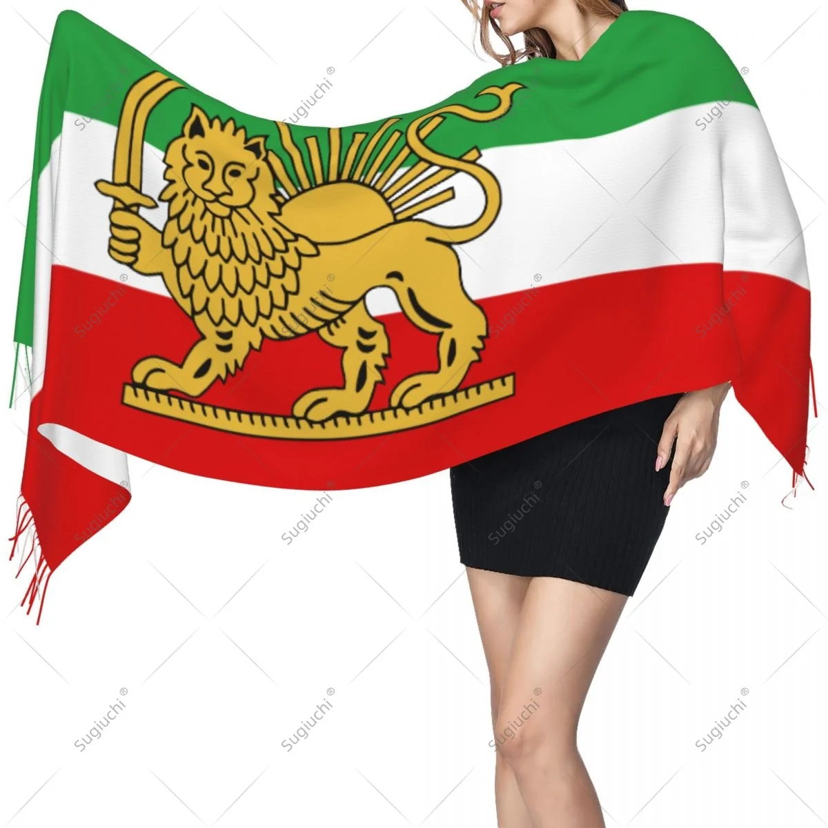 

Iran Flag Lion And Sun Persia Miga Scarf Pashmina Warm Scarves Shawl Wrap Hijab Spring Winter Multifunction Unisex