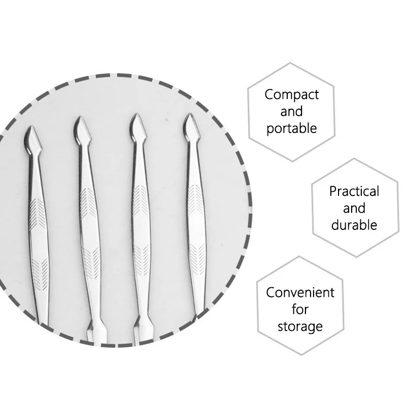 Mini poussoir à cuticules en acier inoxydable, outil pour enlever les ongles, cuillère à Double tête, outils pour manucure, soins des ongles, 1 pièce