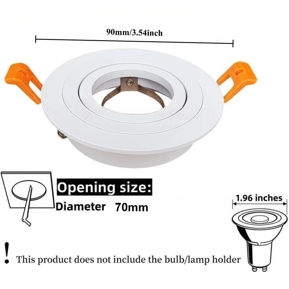 JOYINLED 2/10PCS Round Recessed Spotlight Frame LED Downlight Housing D90mm Cutout 70mm Adjustable GU10 Bulb Holder Black White