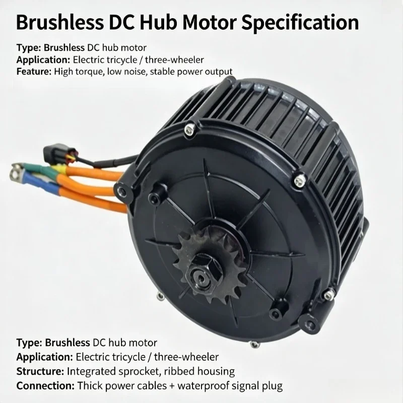 5000W 48-72V Permanent Magnet Synchronous Hub Motor, 35H with 428 14T Sprocket for Electric Scooter & Electric Motorcycle