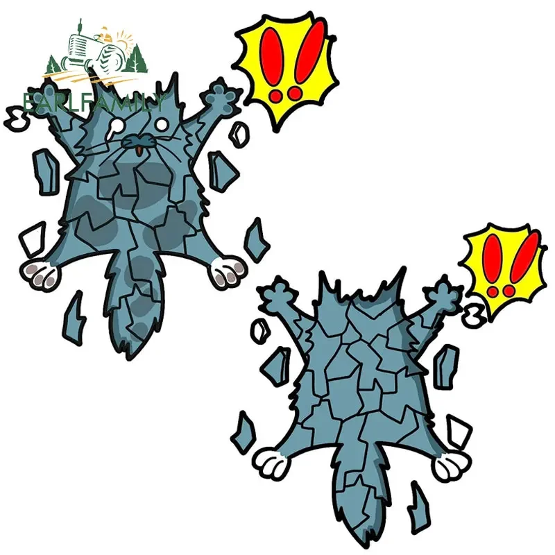 EARLFAMILY 25 cm für blaue Katze, Crash-Autoaufkleber, Cartoon-Persönlichkeit, Crush, lustiger Aufkleber, Wohnmobil, wasserdicht, Wohnmobil, Autozubehör