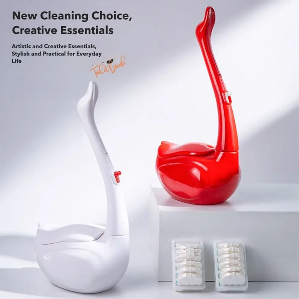 White Disposable Toilet Brush Set 12 Refills Cleaning Tablets Replacement Toilet Brushes No Blind Spots Antibacterial