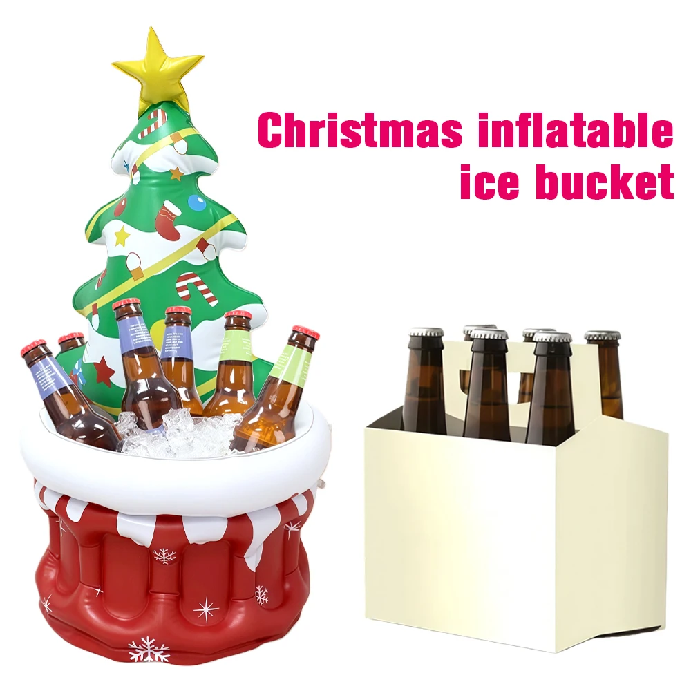 Inflatable Beverage Cooling Ice Bucket Bar Outdoor Drink Storage Cooler Tub for Party, BBQ, Pool, and Christmas Holiday Decor