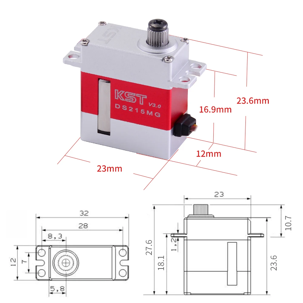 KST DS215MG V3.0 Digital Metal Gear Mini Servo Motor CCPM / Rudder Servo for 380 450 480 500 RC Helicopter