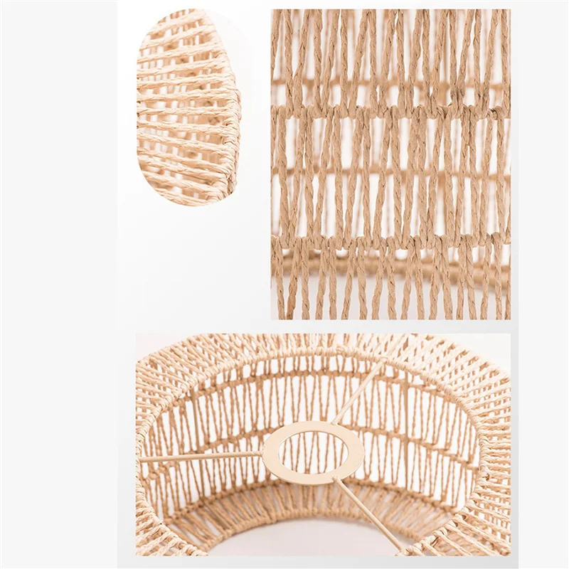 

A84X-2X Paper Rope Lampshade Ceiling Light Shade Boho Chandelier Shade Bulb Guard For Restaurant Cafe Living Room 22X11cm