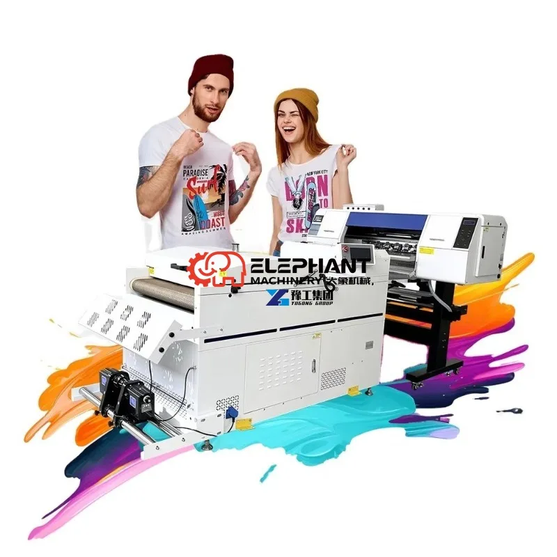 Factory's New DTF Printer with 2 Heads 60cm/24inch Free Samples for Tshirts Hats & Bags Updated with Pigment Ink Oven