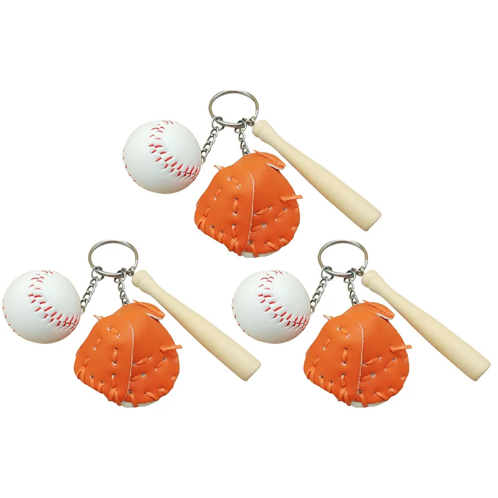 

3 Pcs Pendant Gift Jewelry Accessories Kids Baseball Chain Women Key Chain Key Pendant Baseball Keyring Gift Casual