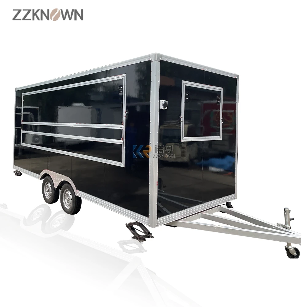 4.9m Hotdog BBQ Trailer Snack Vending Catering Car Electric Square Type Mobile Street Food Truck Ice Cream Coffee Cart with CE