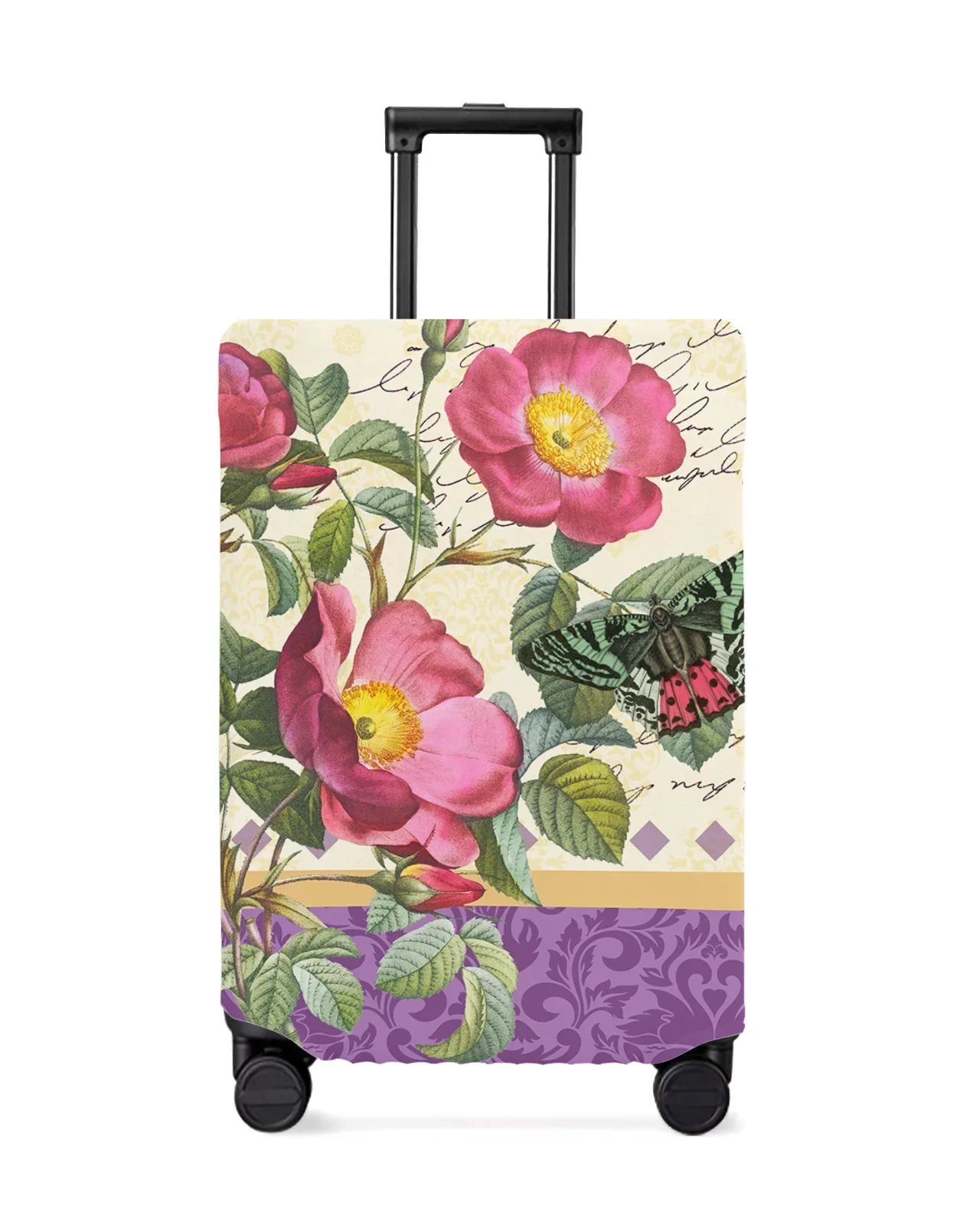 Antique Plant Flower Luggage Cover Stretch Suitcase Protector Baggage Dust Cover for 18-32 Inch Travel Suitcase Case