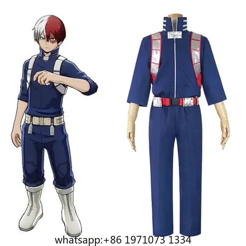 Disfraz de Cosplay de Anime My Hero Academia Boku No Hero Academia Todoroki Shoto, Top, Pantalones, Cinturón, Peluca de Halloween, Disfraces de Cosplay