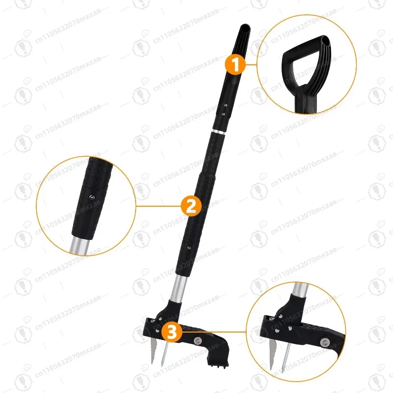 Heavy duty stainless steel weed remover, two telescopic handles, garden lawn rooting artifact