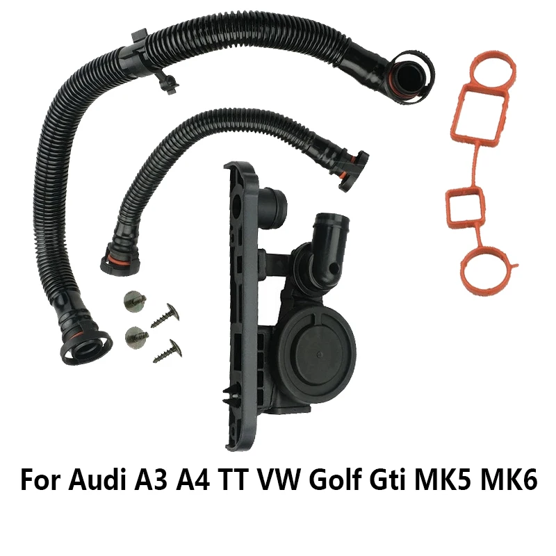 Vent Valve Breather Hose Set 06F129101P 06F129101N w/Gaskets for Audi A4 VW Passat Jetta Golf MK5 4