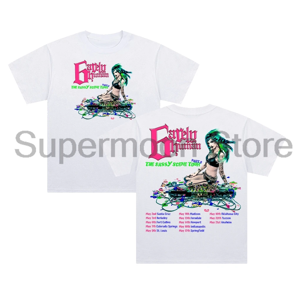 6arelyhuman جولة المشهد وقح 2025 تي شيرت Crewneck قصيرة الأكمام القطن المحملة الرجال النساء ملابس الشارع الشهير #2