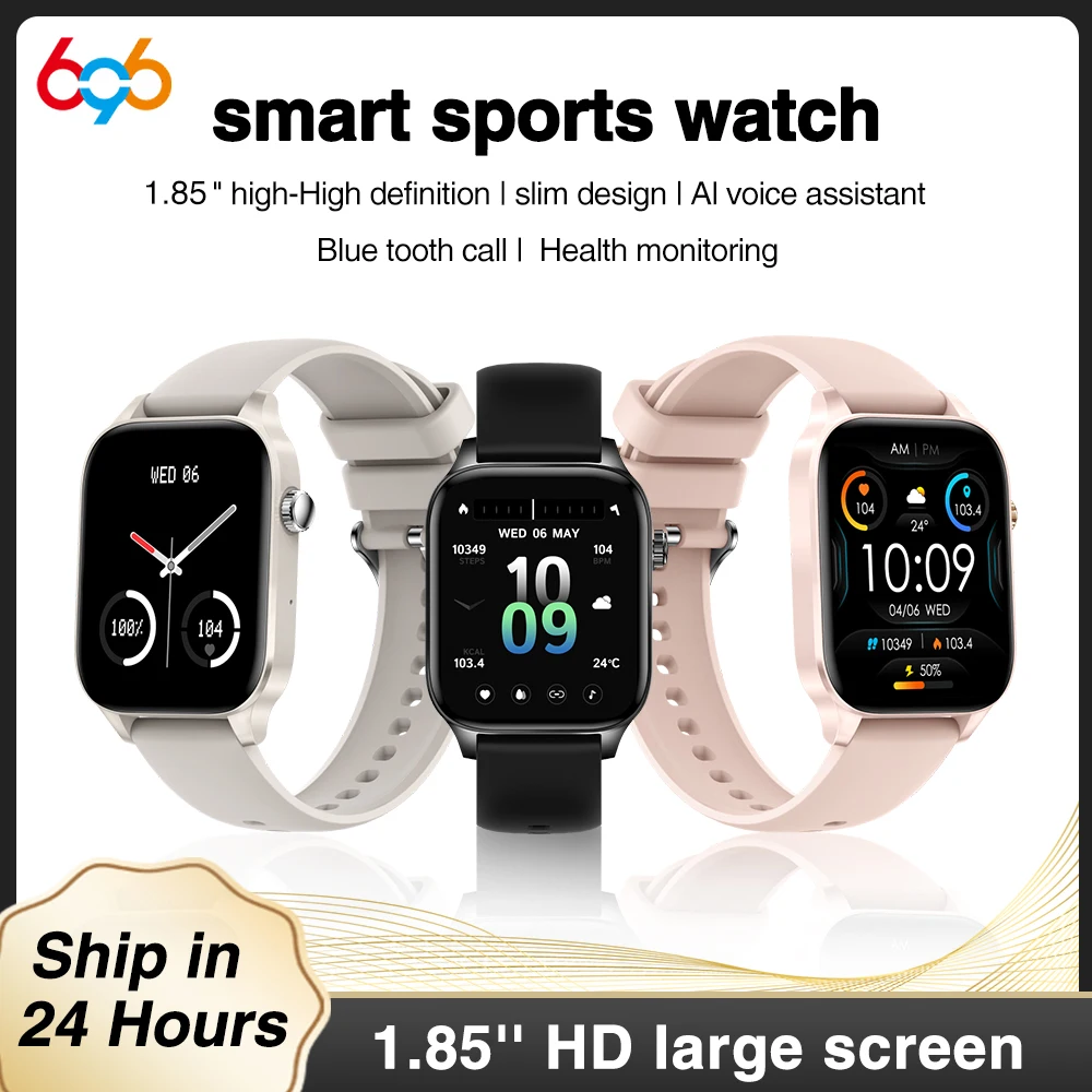 BT Call Smartwatch 1.85 Inch 240*286 HD Square Screen 250mAh Battary Smart Watches Sports Sleep HeartRate Monitor Remote Control