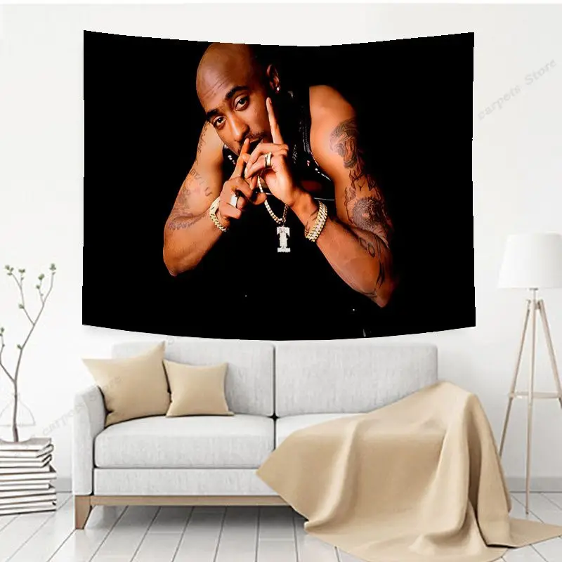 Tupac 2pac Printed Large Wall Tapestry For Living Room Home Dorm Decor INS Home Decor