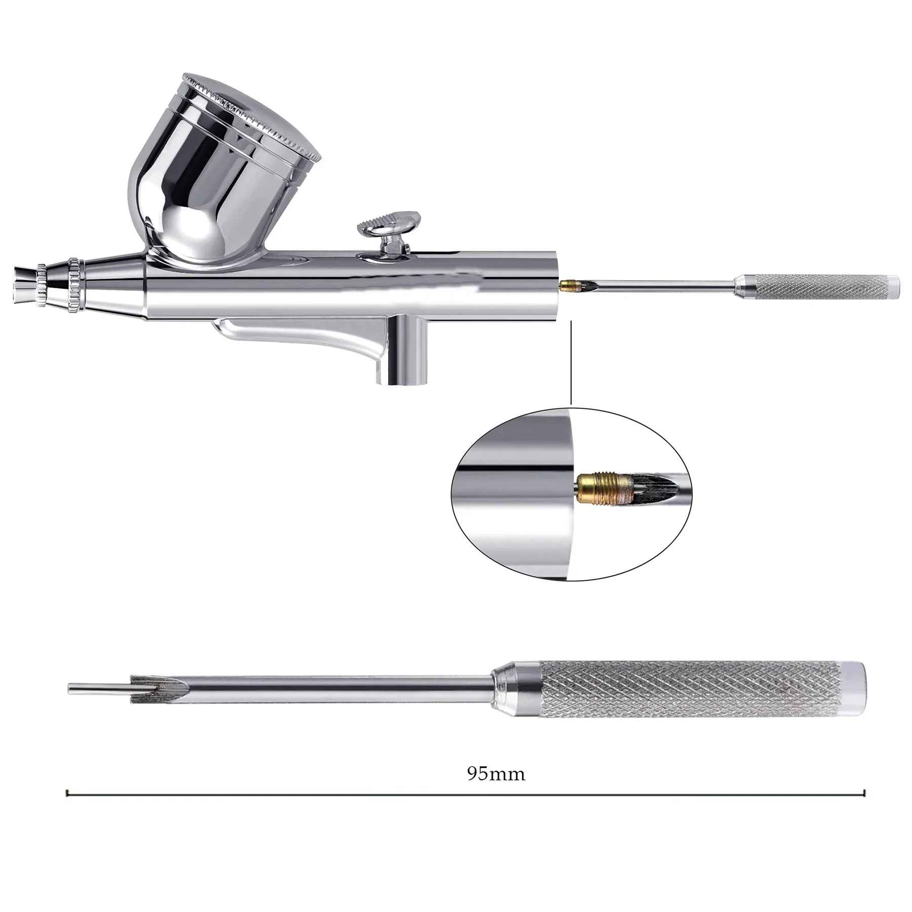 طقم تنظيف البخاخة، وعاء تنظيف مع حامل وفرش التنظيف/إبر، أغطية حماية لفرشاة الهواء ذات الأطراف المزدوجة