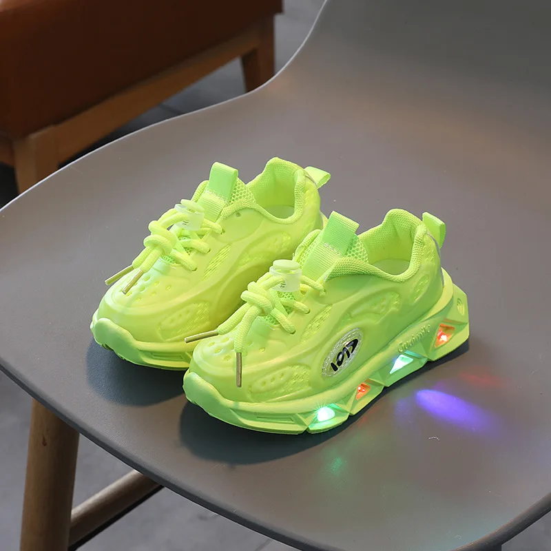 Children Glowing Sneakers Boys Led Lighted Casual Shoes 2023 Spring Autumn Candy Color Breathable Kids Shoes Girls Sports Shoes