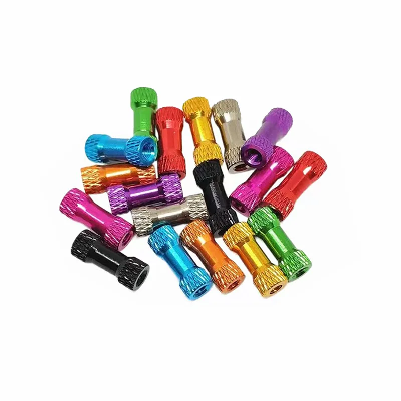 4PCS Double-Ended Reticulated Aluminum Pillar Inner Tooth M3 Link Model Aircraft Fuselage Aluminum Rod Color Through-Hole Stud