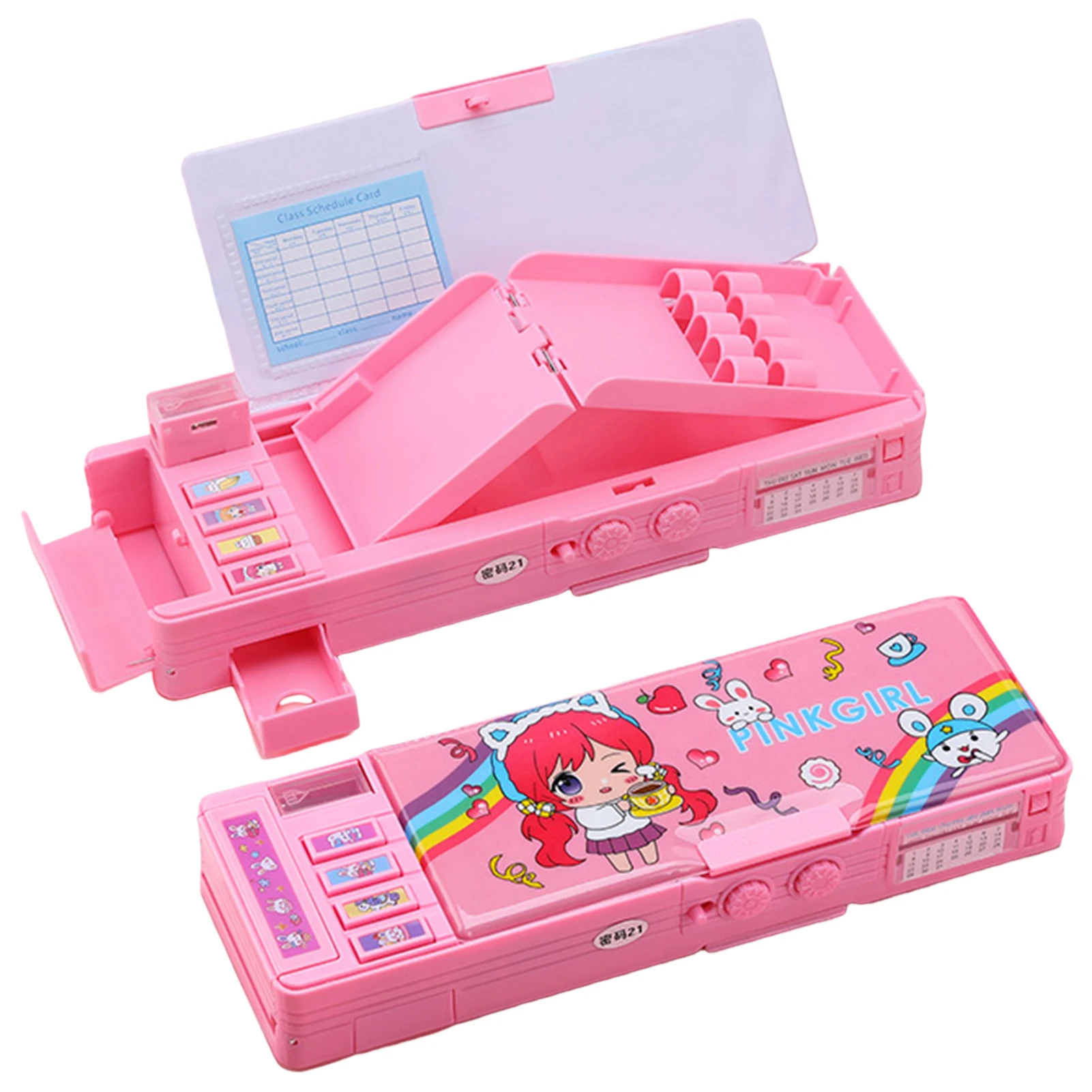 Student Pencil Stationery Box With Code Large Capacity Pencil Stationery Box for Children Kids Boys Girls