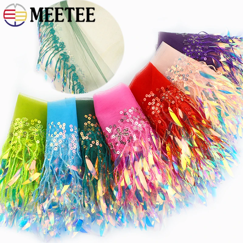 

2/5/10Yards 15cm Sequin Fringe Tassels Lace Trim Stage Dresses Clothes Decorative Trimmings Stitching Fringes Sewing Accessories