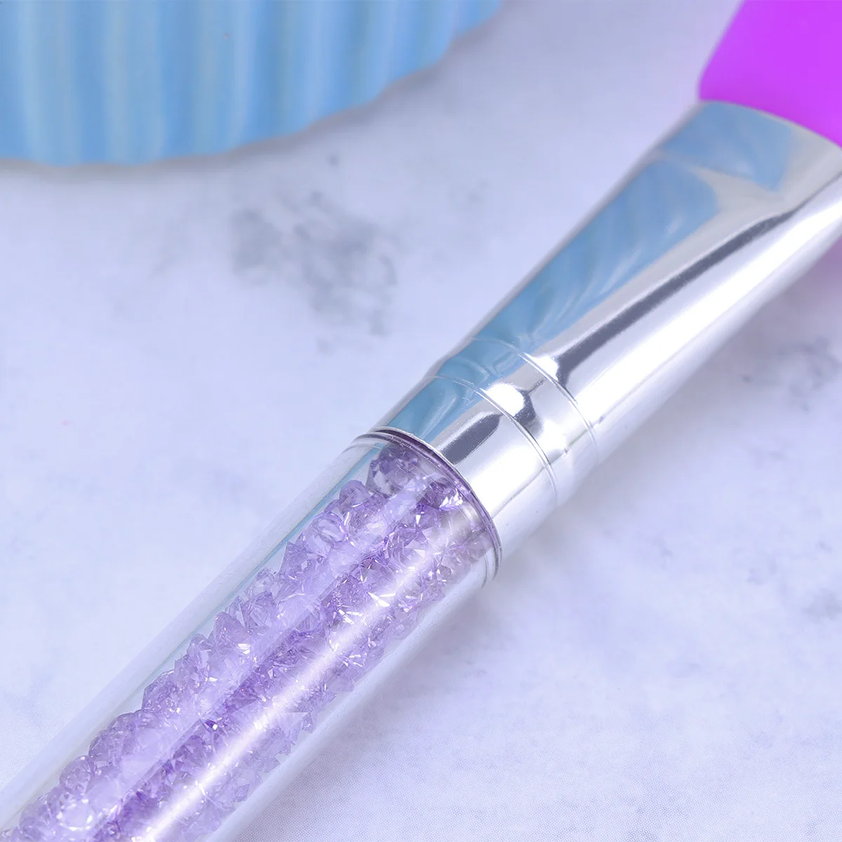 

Crystal Rhinestone Handle Silicone Face Mask Brush Long Smooth Applicator For Facial Skincare Serum Peel Diy Beauty Tool