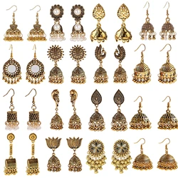 Ethnic Geometric Gold Color Bell Earring Women's Vintage Trendy Wedding Earrings Indian Jewelry Wholesale Boucles D'oreille